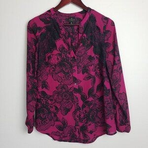 3/30$🔥Worthington Pink Black Prt Long Sleeve Top